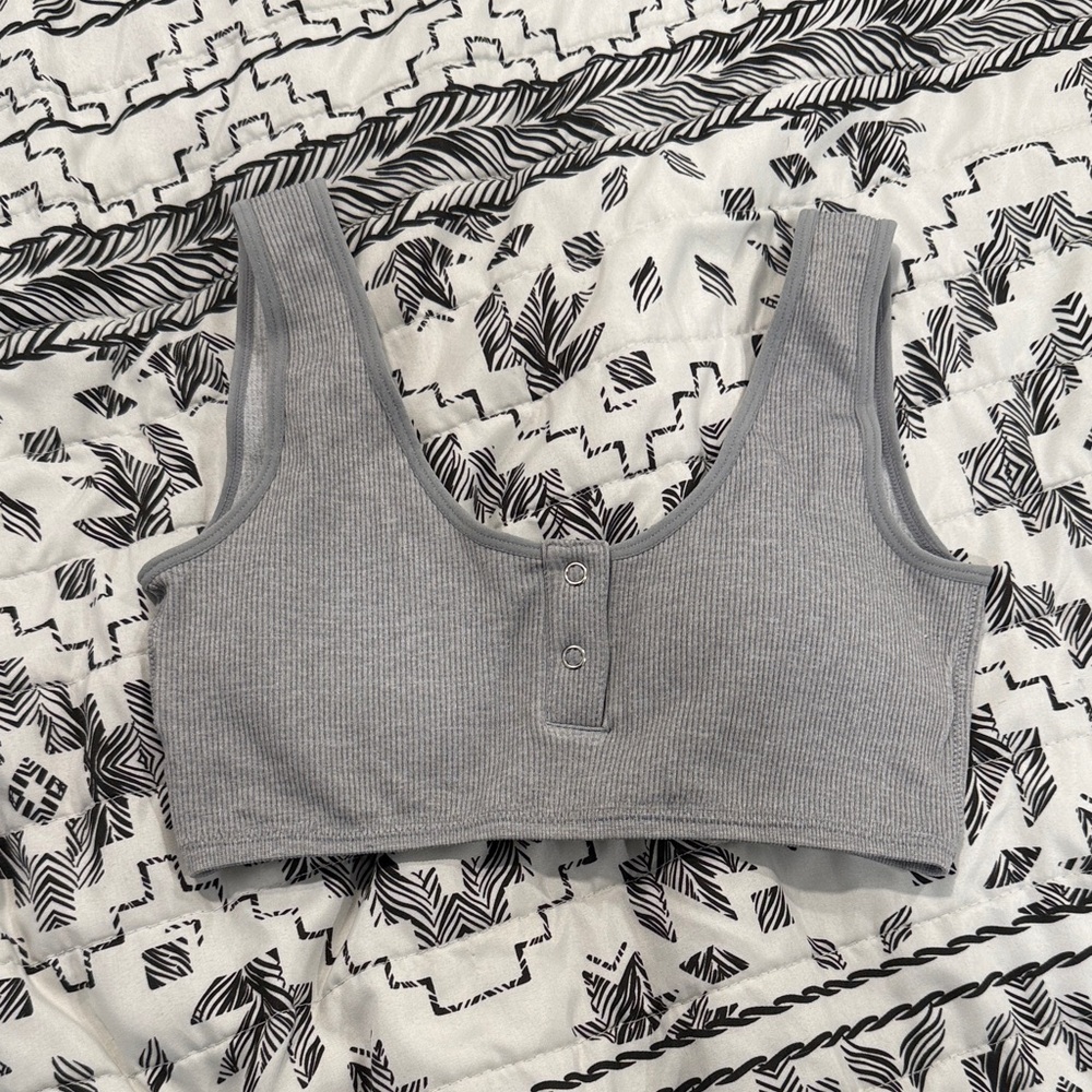Gray Ribbed Bra Top